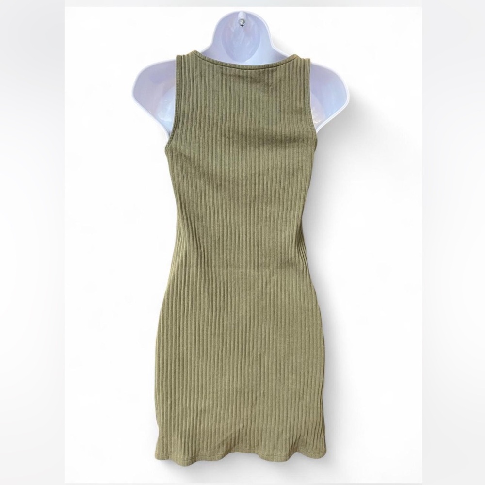 American Eagle Outfitters Olive Green Ribbed Mini Dress - Picture 2 of 4